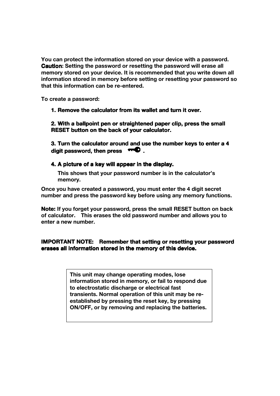 Using a password | Franklin CBC-100 User Manual | Page 13 / 16