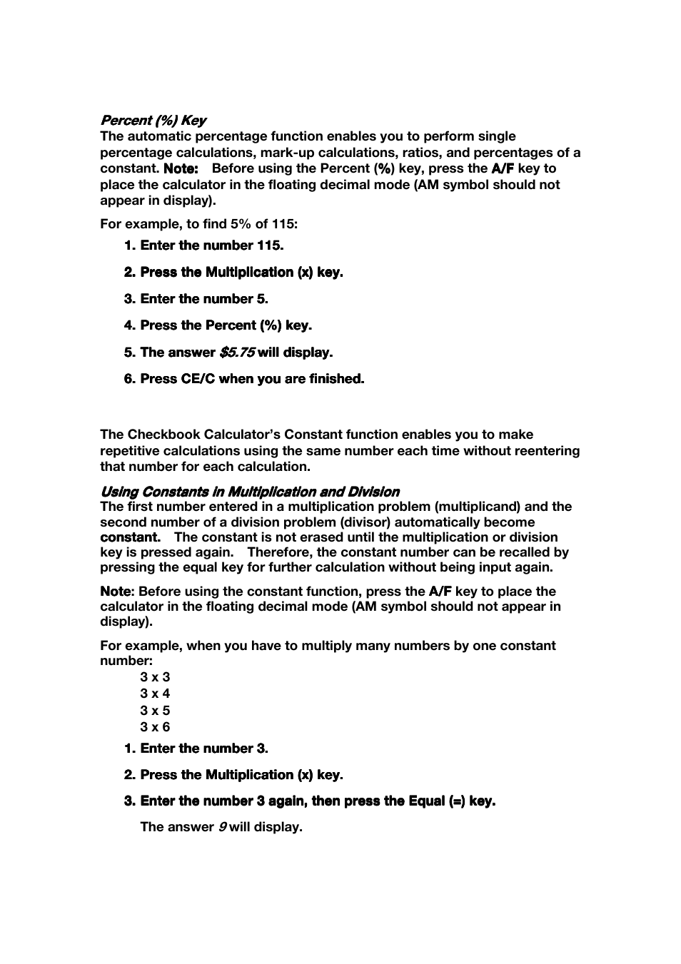 Using constants | Franklin CBC-100 User Manual | Page 5 / 16