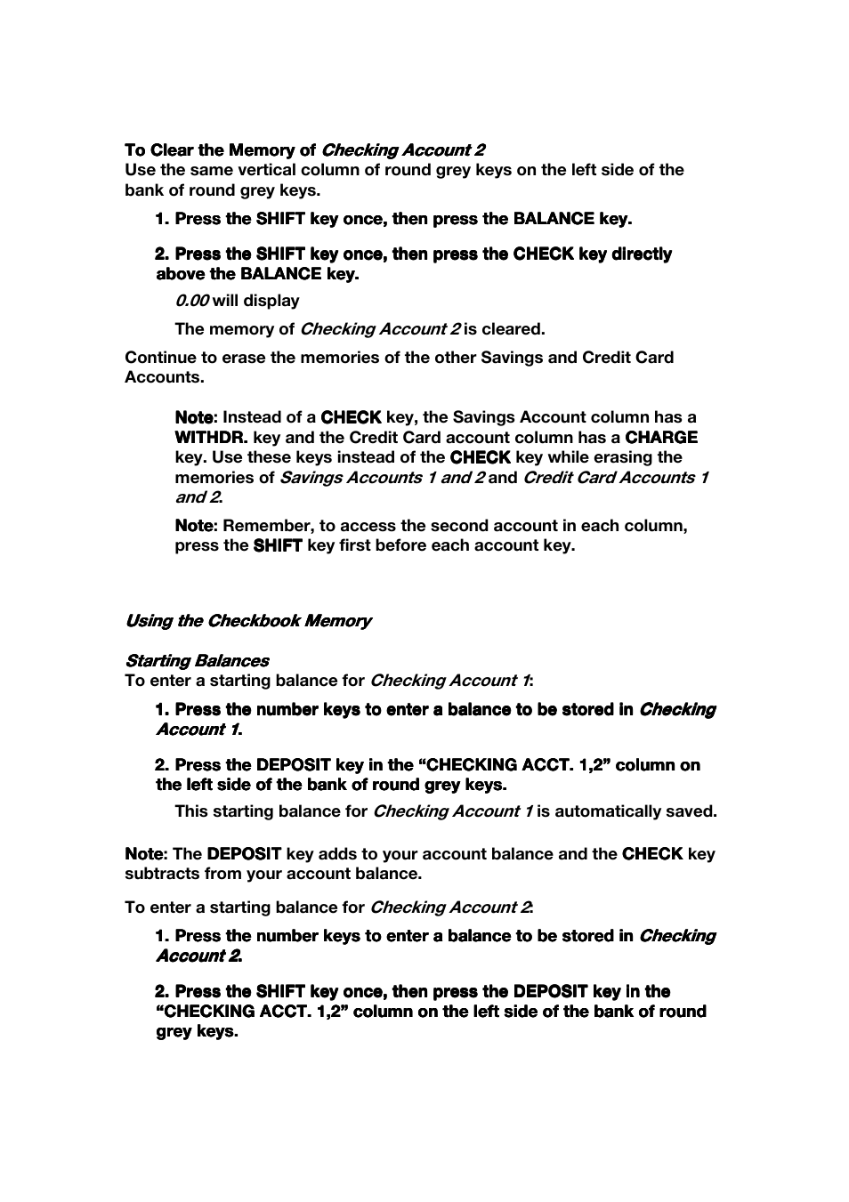 Checking account management | Franklin CBC-100 User Manual | Page 8 / 16