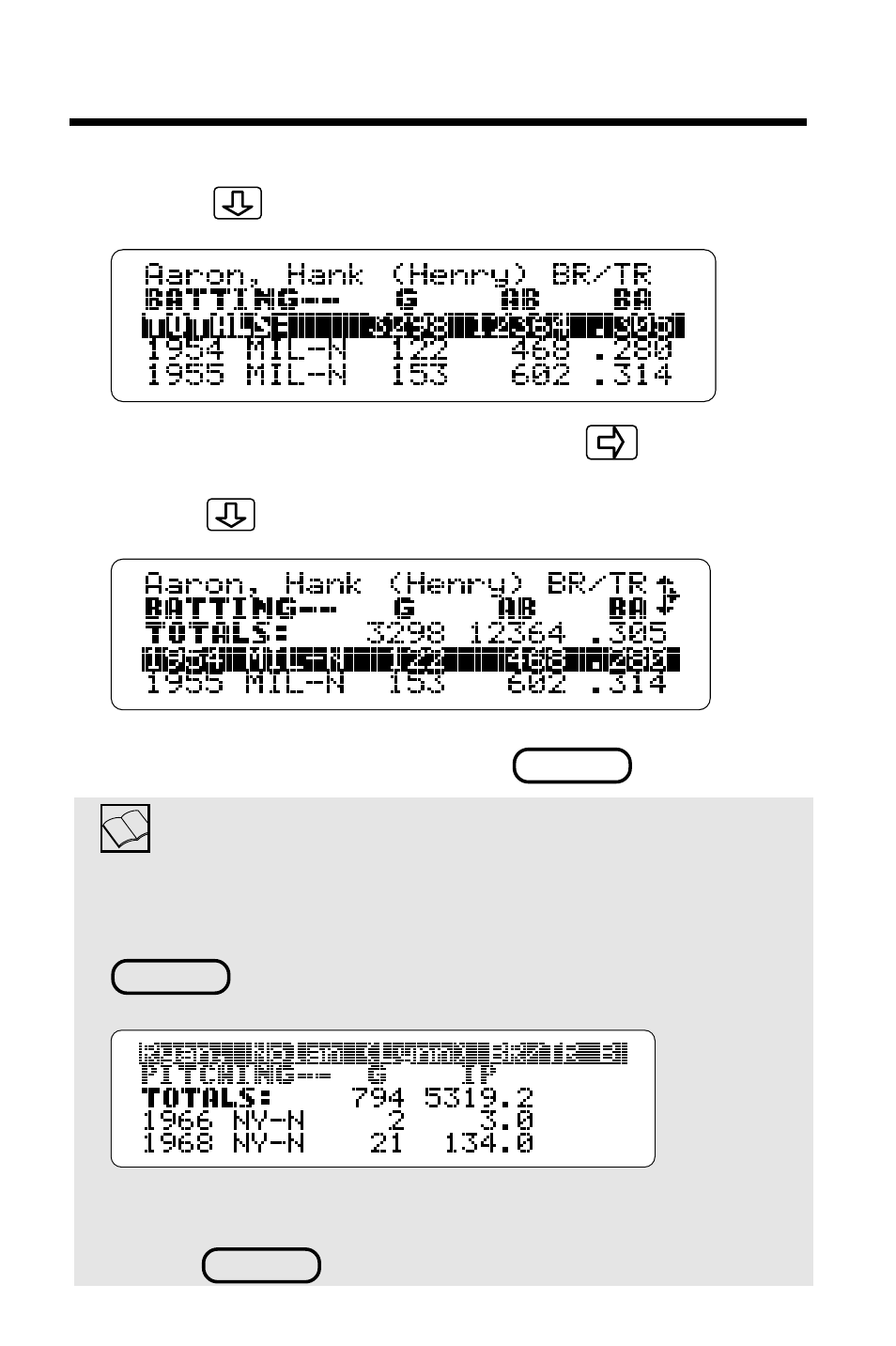 Viewing pitcher's stats | Franklin F IC-129 User Manual | Page 16 / 64