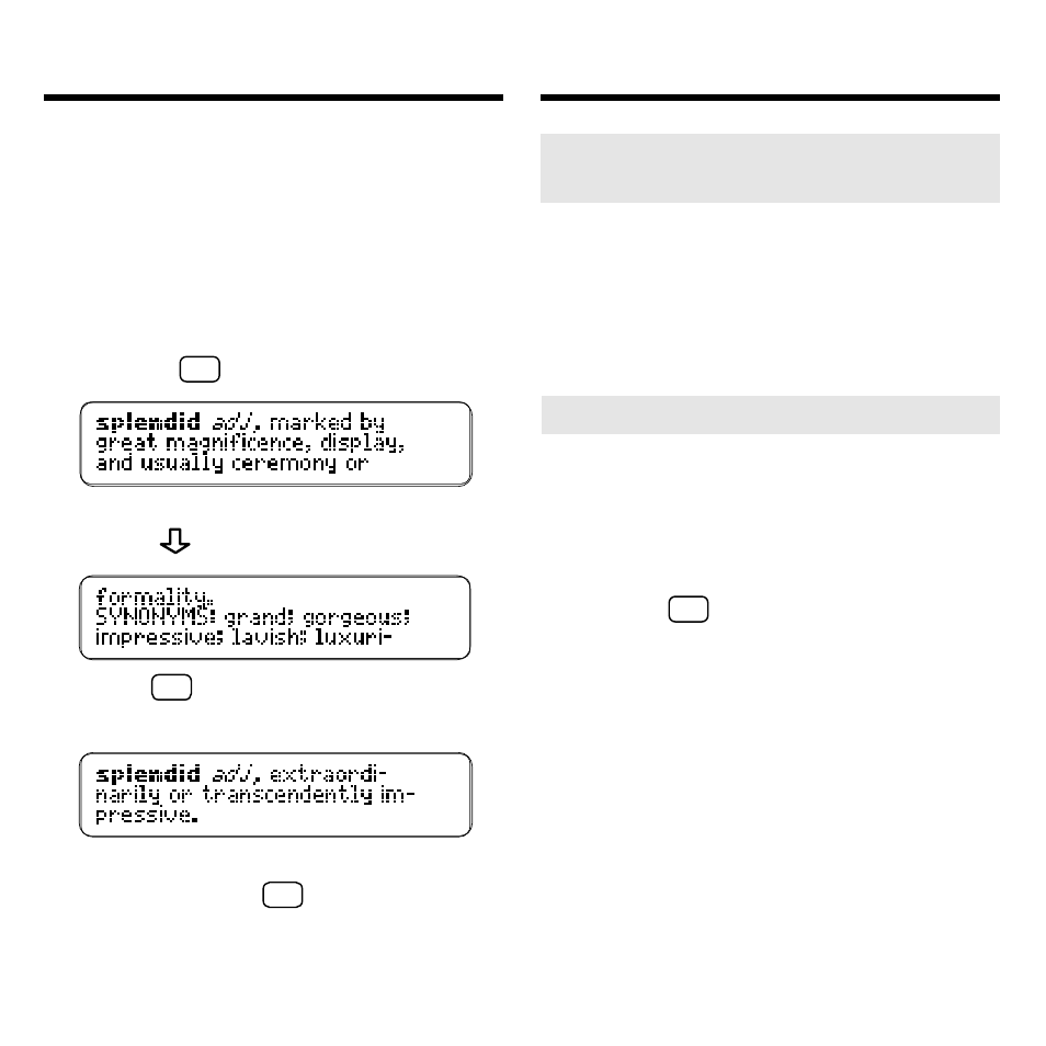 Finding synonyms | Franklin Bookman MWD-640 User Manual | Page 9 / 19
