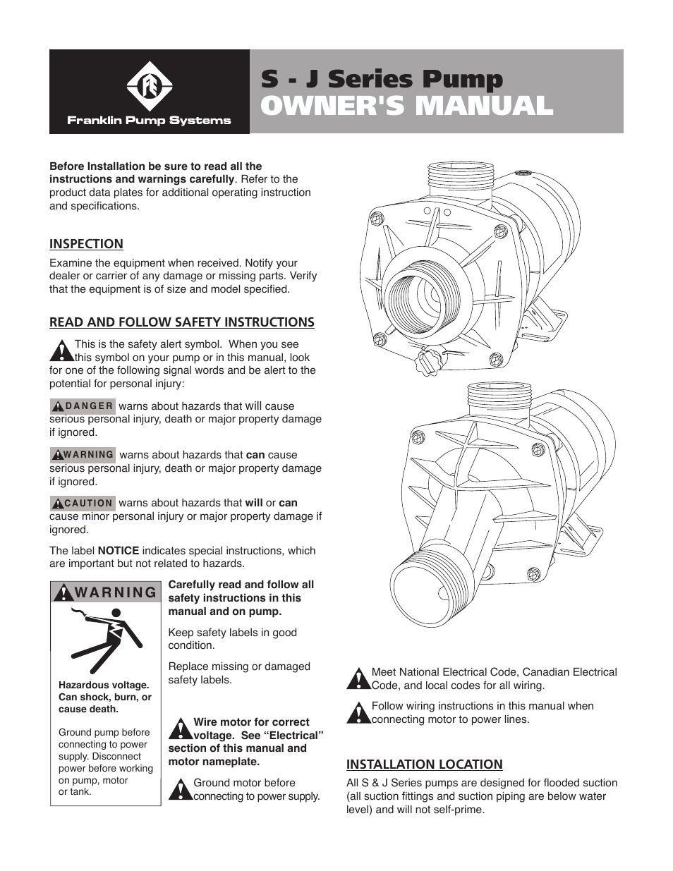 Franklin S - J Series User Manual | 8 pages