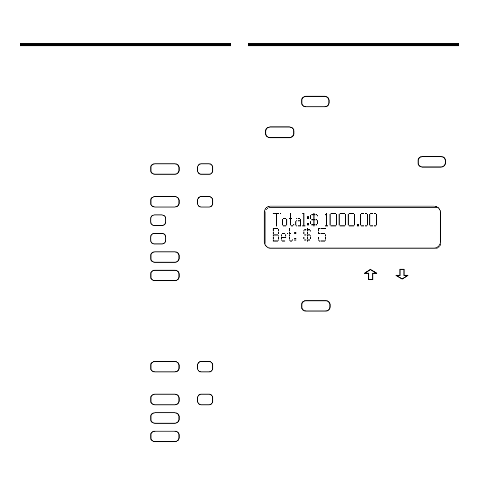 Blackjack hand options, Playing blackjack, Blackjack hand options playing blackjack | First deal options, Second deal options, Select blackjack by pressing, Current cards) hit (get a new card), Surrender/give up, Double down, View score | Franklin BOOKMAN BJP-2034 User Manual | Page 9 / 19