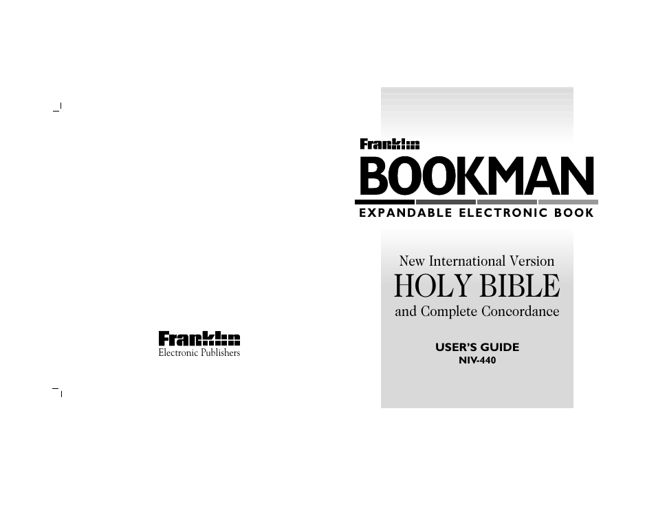 Franklin BOOKMAN NIV-440 User Manual | 19 pages