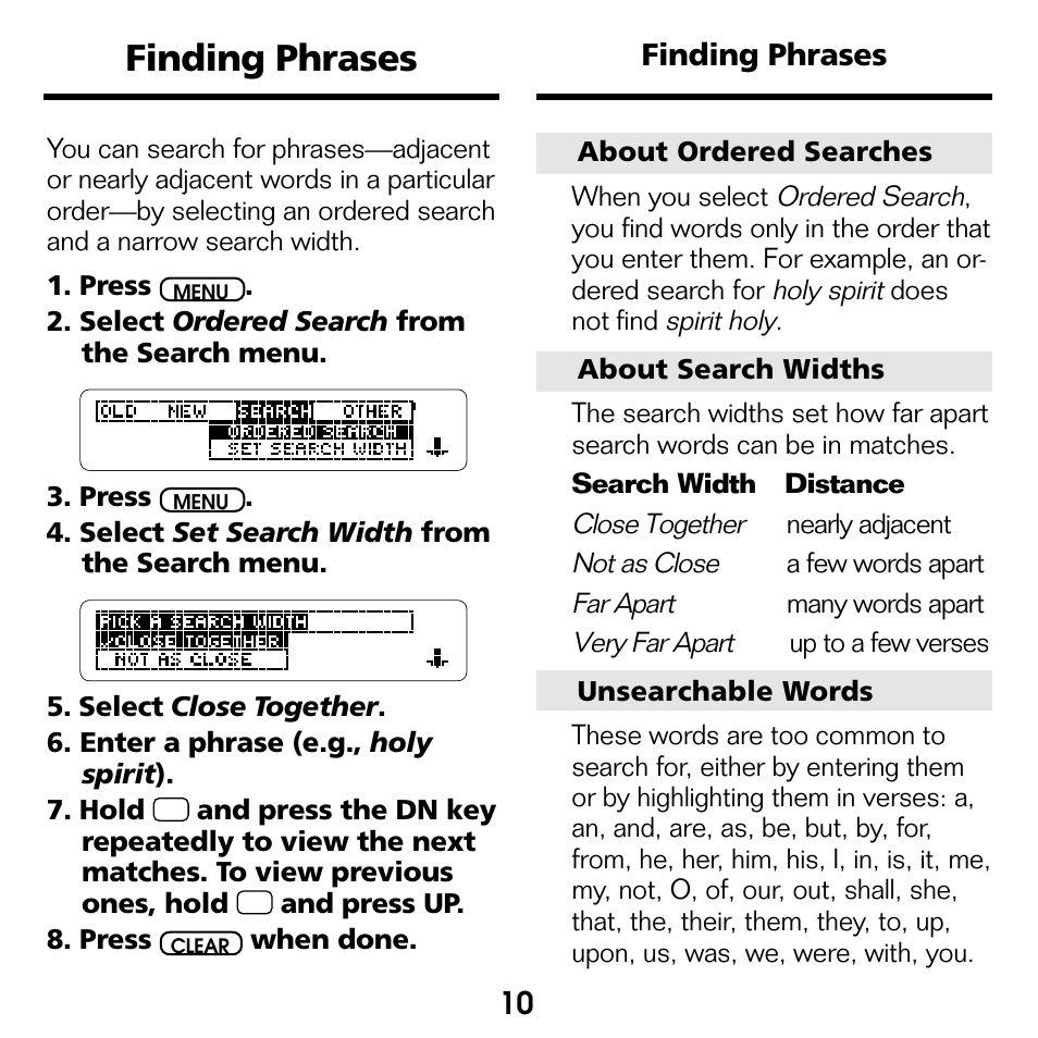 Finding phrases | Franklin BOOKMAN NIV-440 User Manual | Page 11 / 19