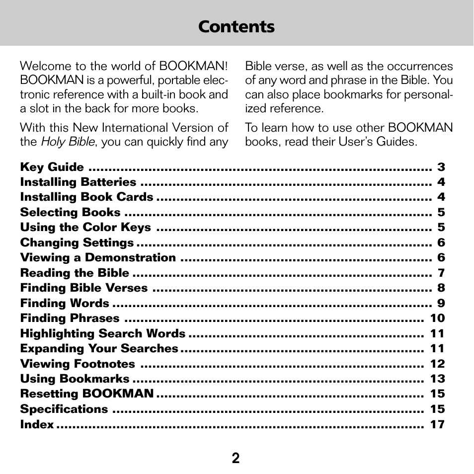 Franklin BOOKMAN NIV-440 User Manual | Page 3 / 19