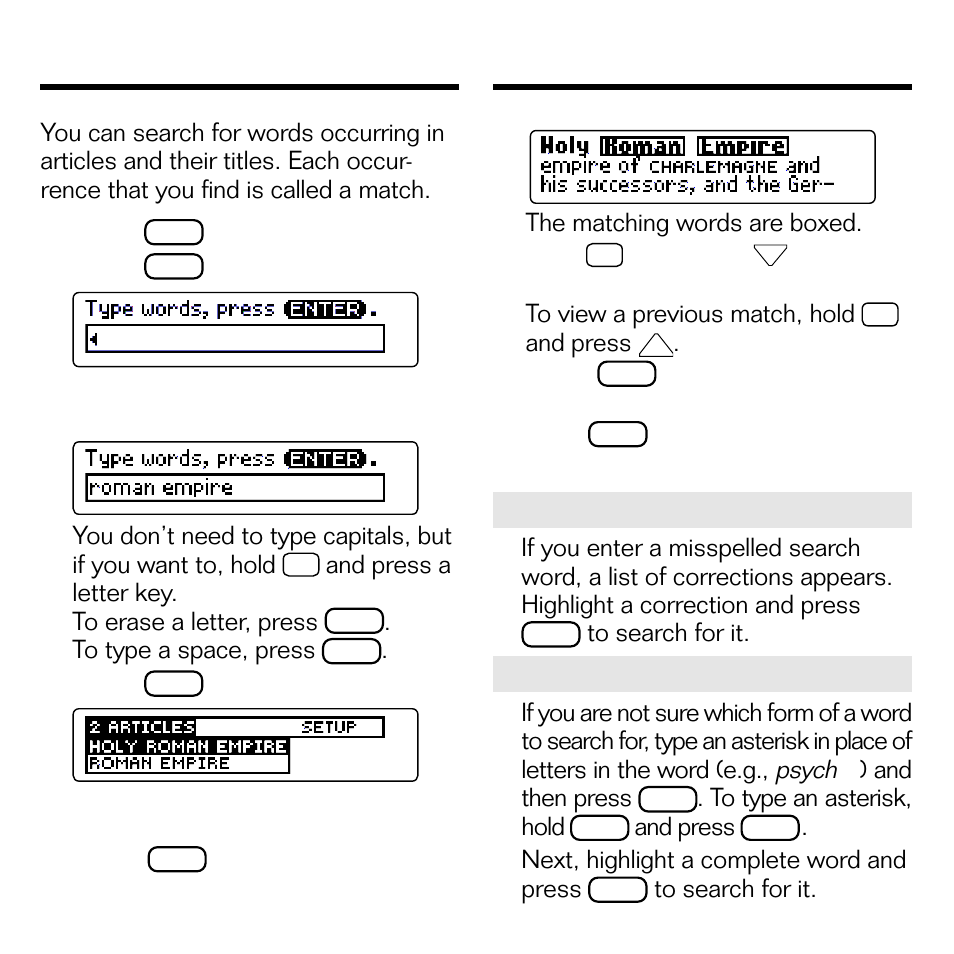 Searching for words, Psych | Franklin BOOKMAN EMQ-640 User Manual | Page 10 / 19