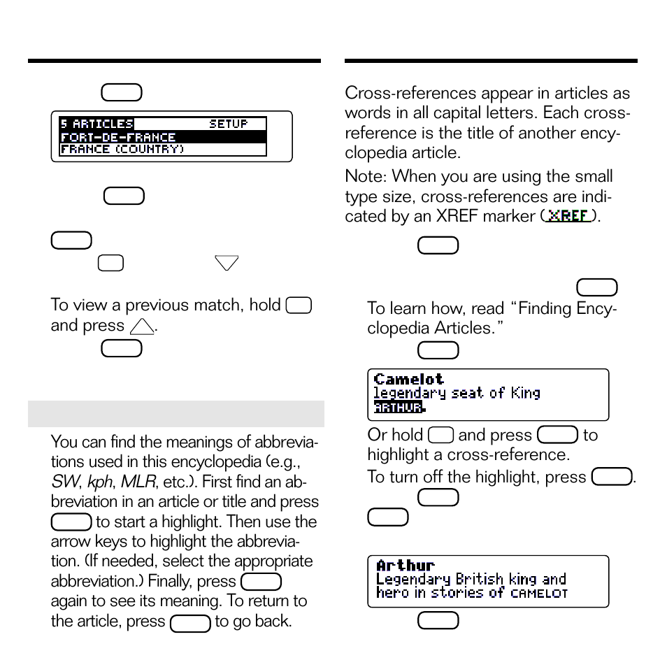 Using cross-references | Franklin BOOKMAN EMQ-640 User Manual | Page 13 / 19