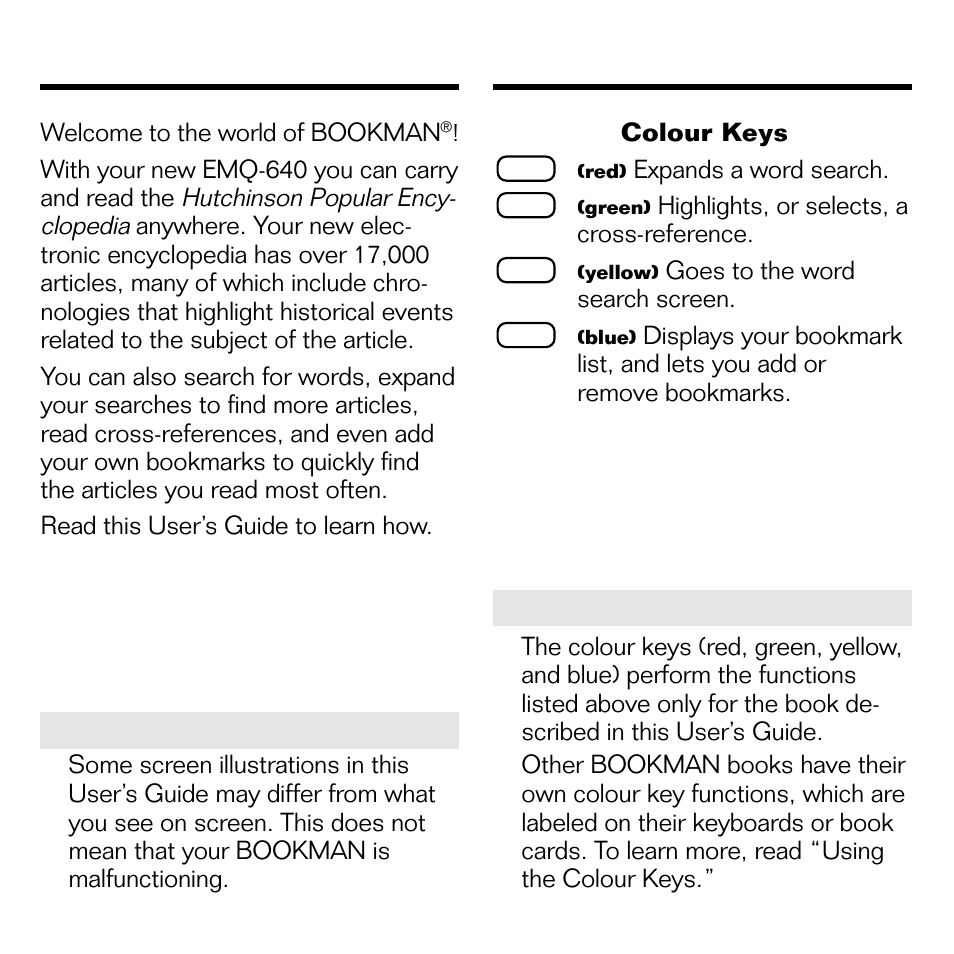 Introduction, Key guide, Introduction key guide | Franklin BOOKMAN EMQ-640 User Manual | Page 4 / 19