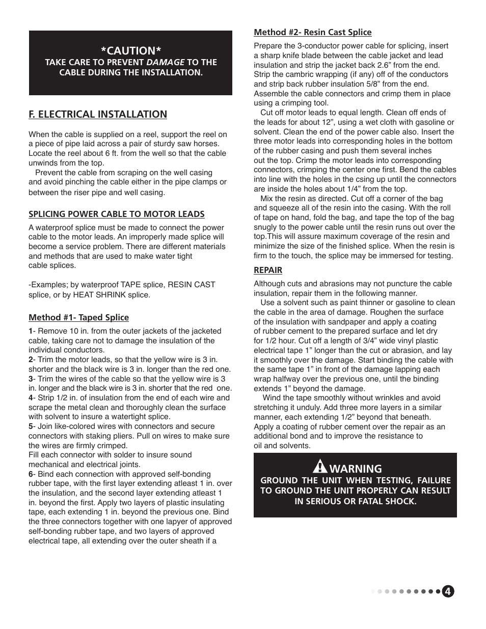 Caution, Warning | Franklin Water Pump User Manual | Page 5 / 12