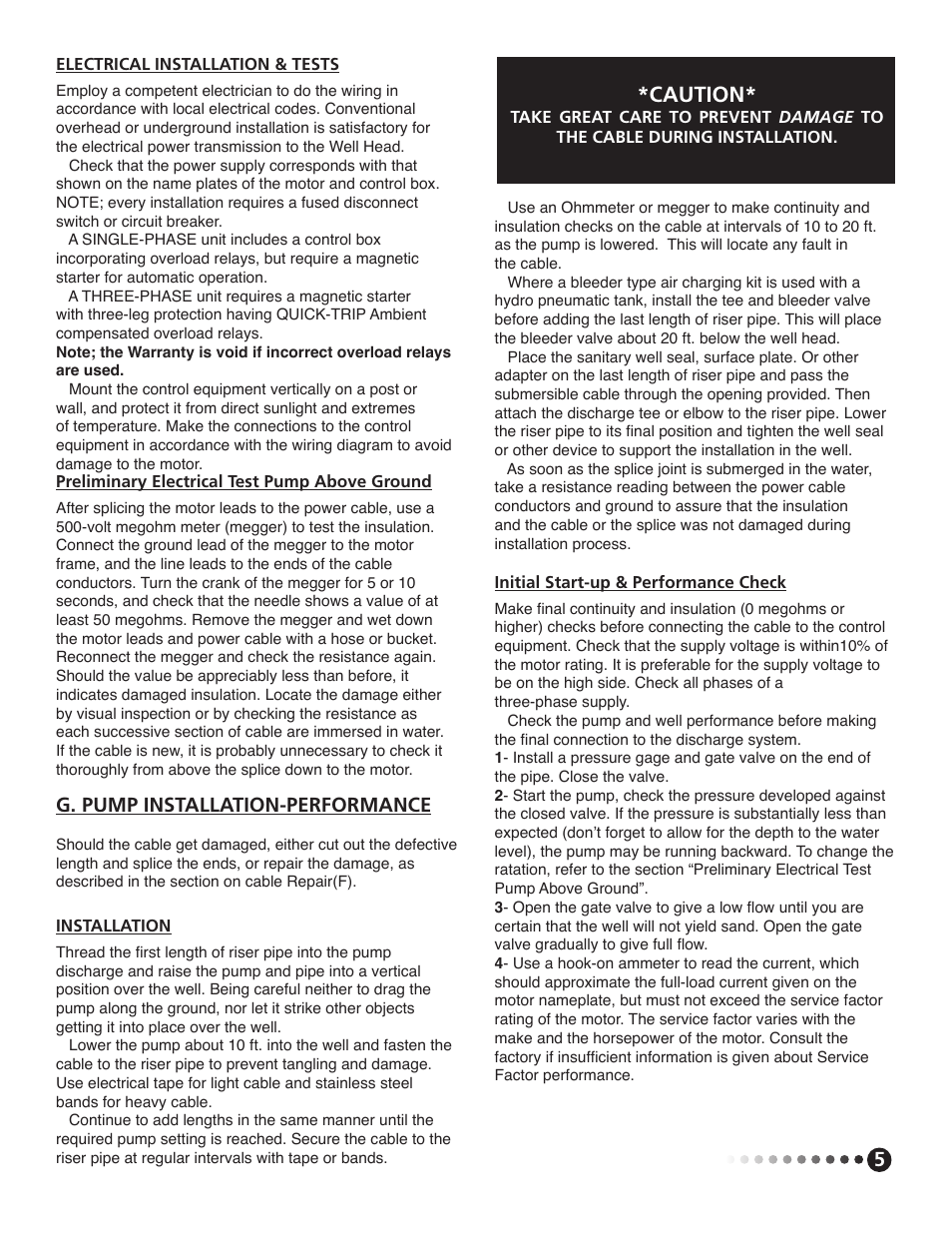 Caution | Franklin Water Pump User Manual | Page 6 / 12