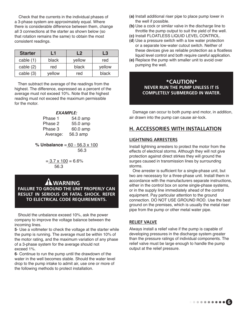 Warning, Caution | Franklin Water Pump User Manual | Page 7 / 12