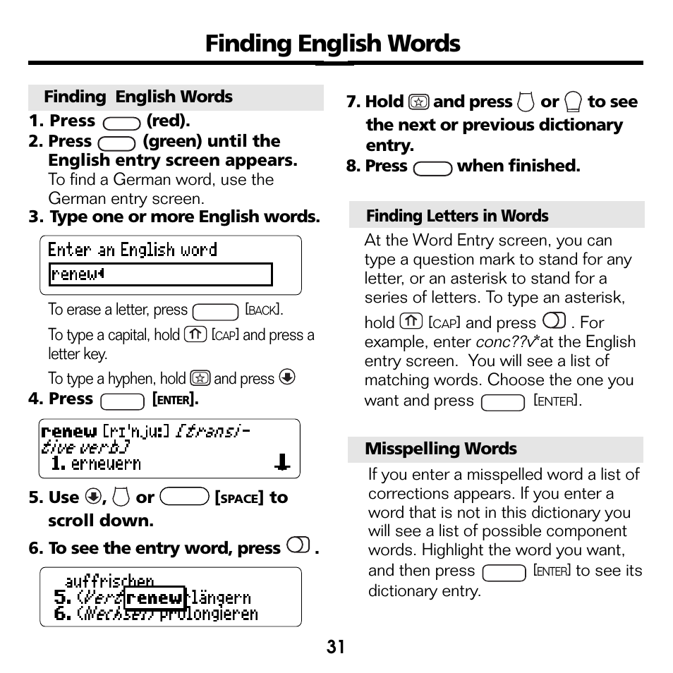 Finding english words | Franklin Bookman BDK-1460 User Manual | Page 10 / 24