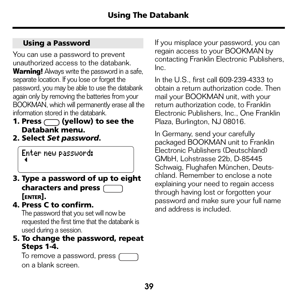 Franklin Bookman BDK-1460 User Manual | Page 18 / 24