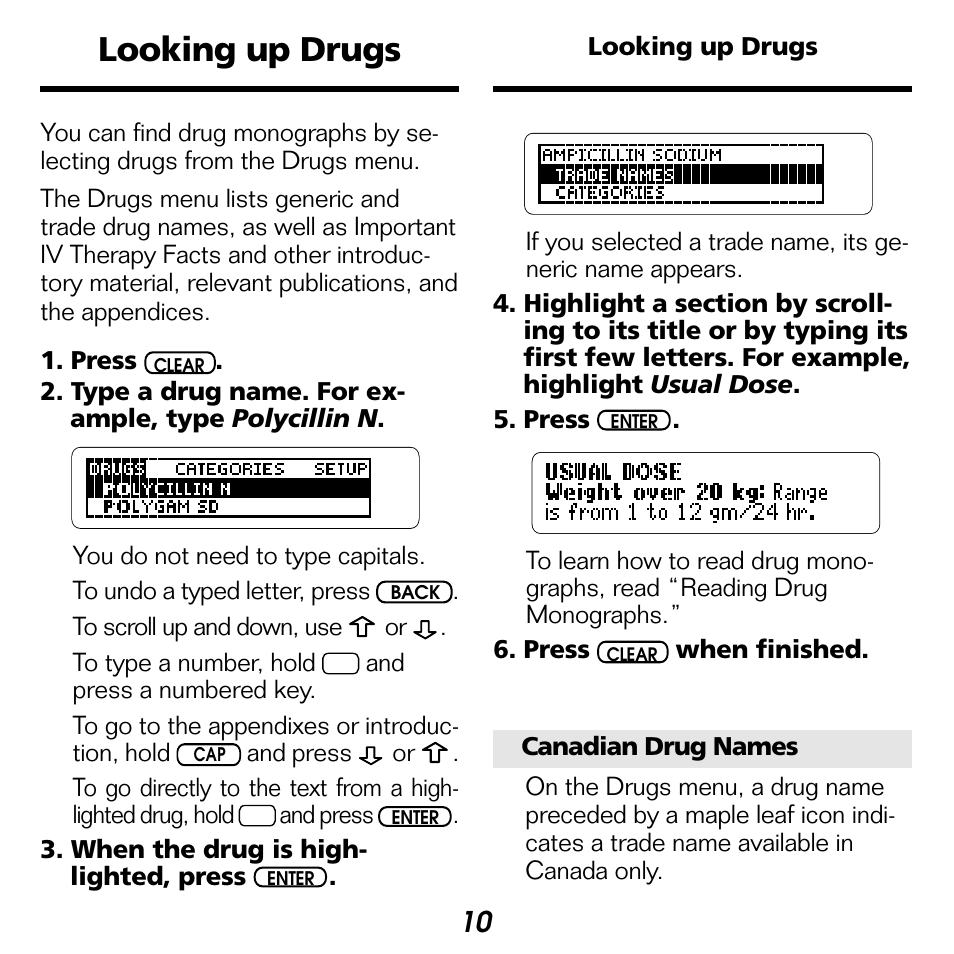 Looking up drugs | Franklin BOOKMAN NIM-2072 User Manual | Page 11 / 26