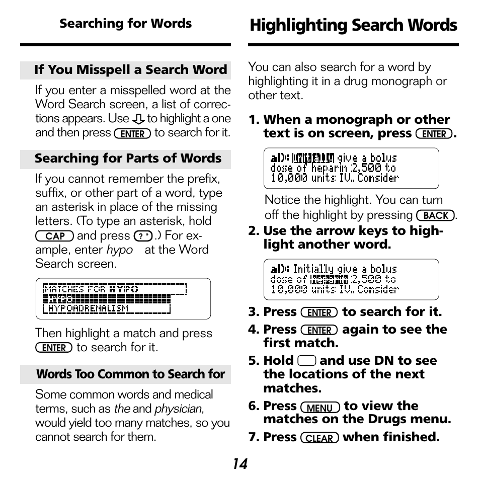 Highlighting search words | Franklin BOOKMAN NIM-2072 User Manual | Page 15 / 26