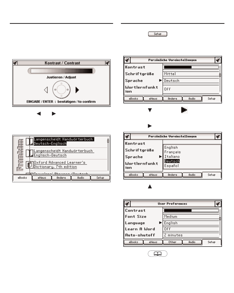 Getting started, Changing the language | Franklin The English Language Studio LDE-1900 User Manual | Page 13 / 73