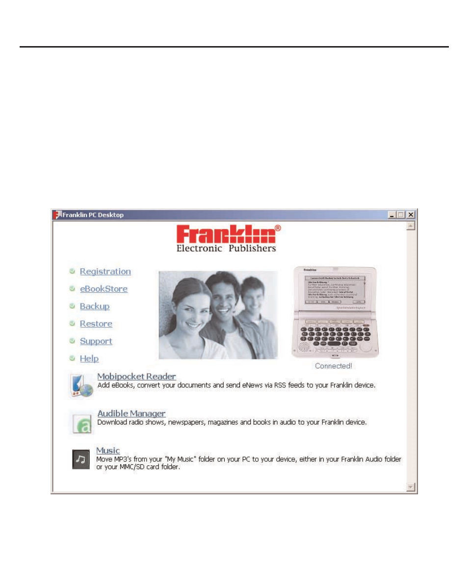 Using the franklin pc desktop | Franklin The English Language Studio LDE-1900 User Manual | Page 58 / 73