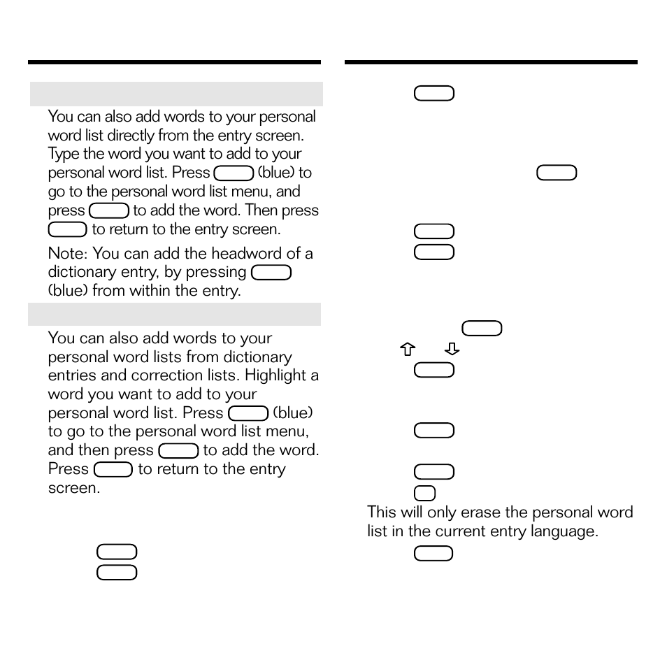 Deleting a word, Erasing your list, Using your personal list | Viewing your list | Franklin BQL-2066 User Manual | Page 14 / 23