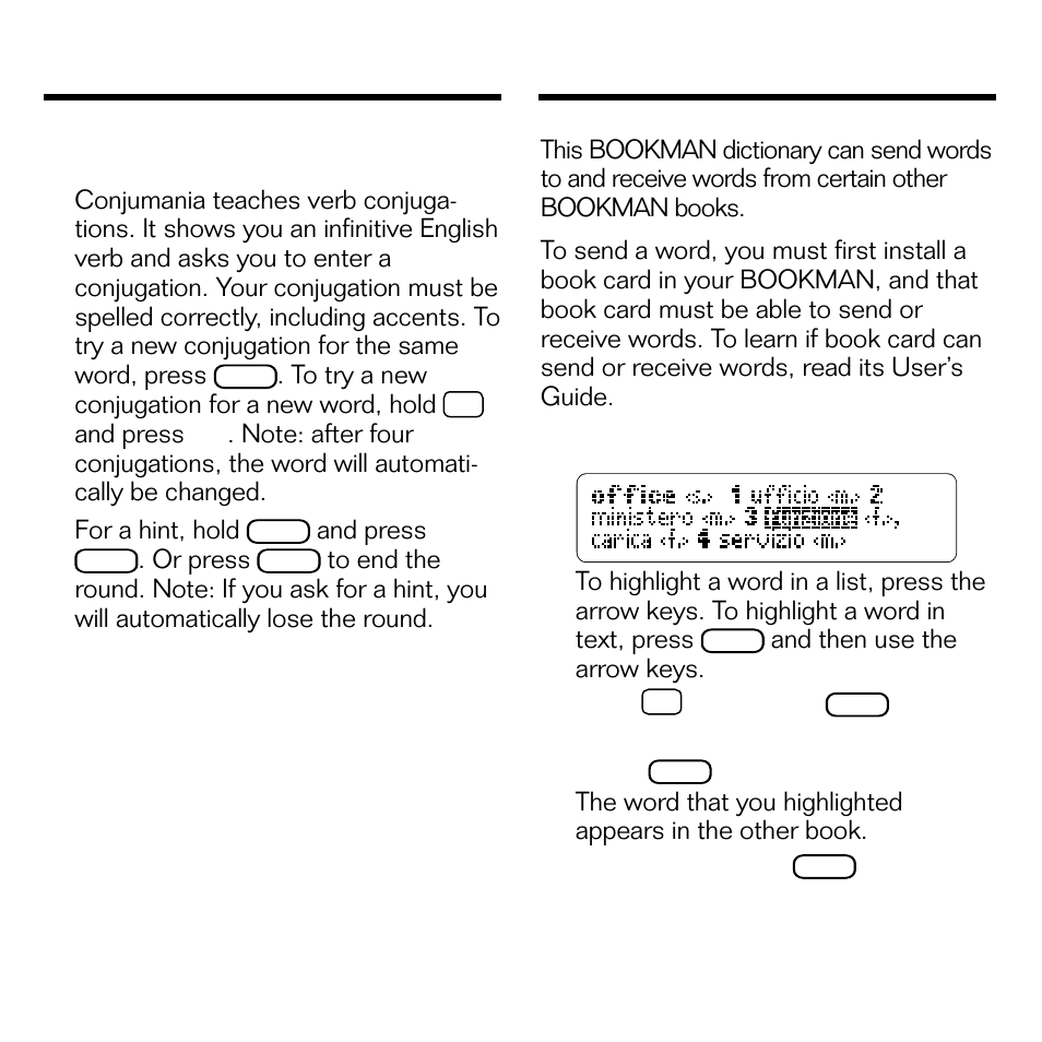 Sending a word between books, Conjumania, English | Franklin BQL-2066 User Manual | Page 17 / 23