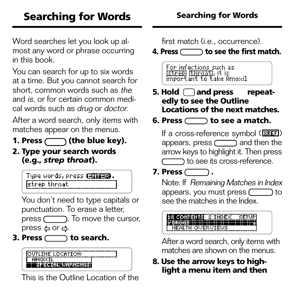 Searching for words | Franklin CDR-440 User Manual | Page 13 / 20