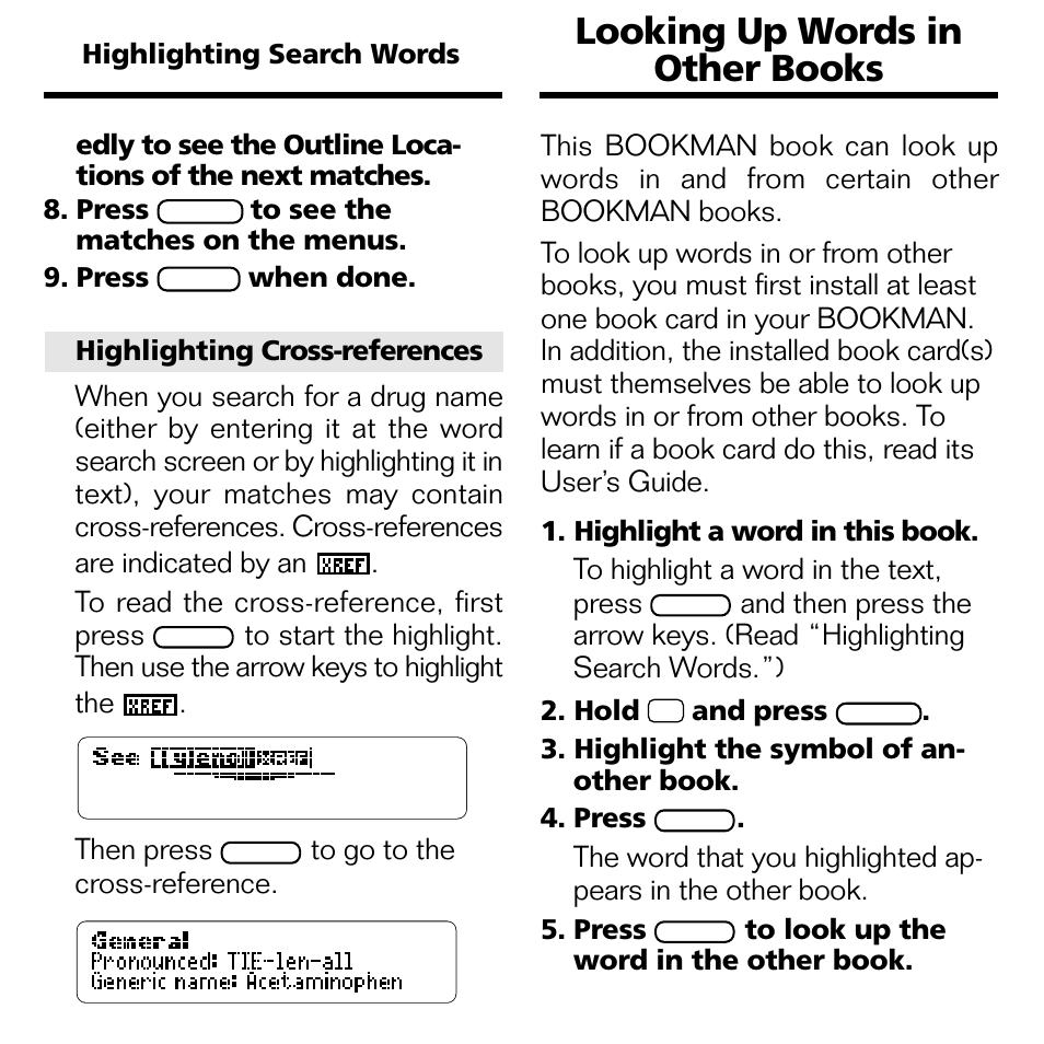 Looking up words in other books | Franklin CDR-440 User Manual | Page 15 / 20