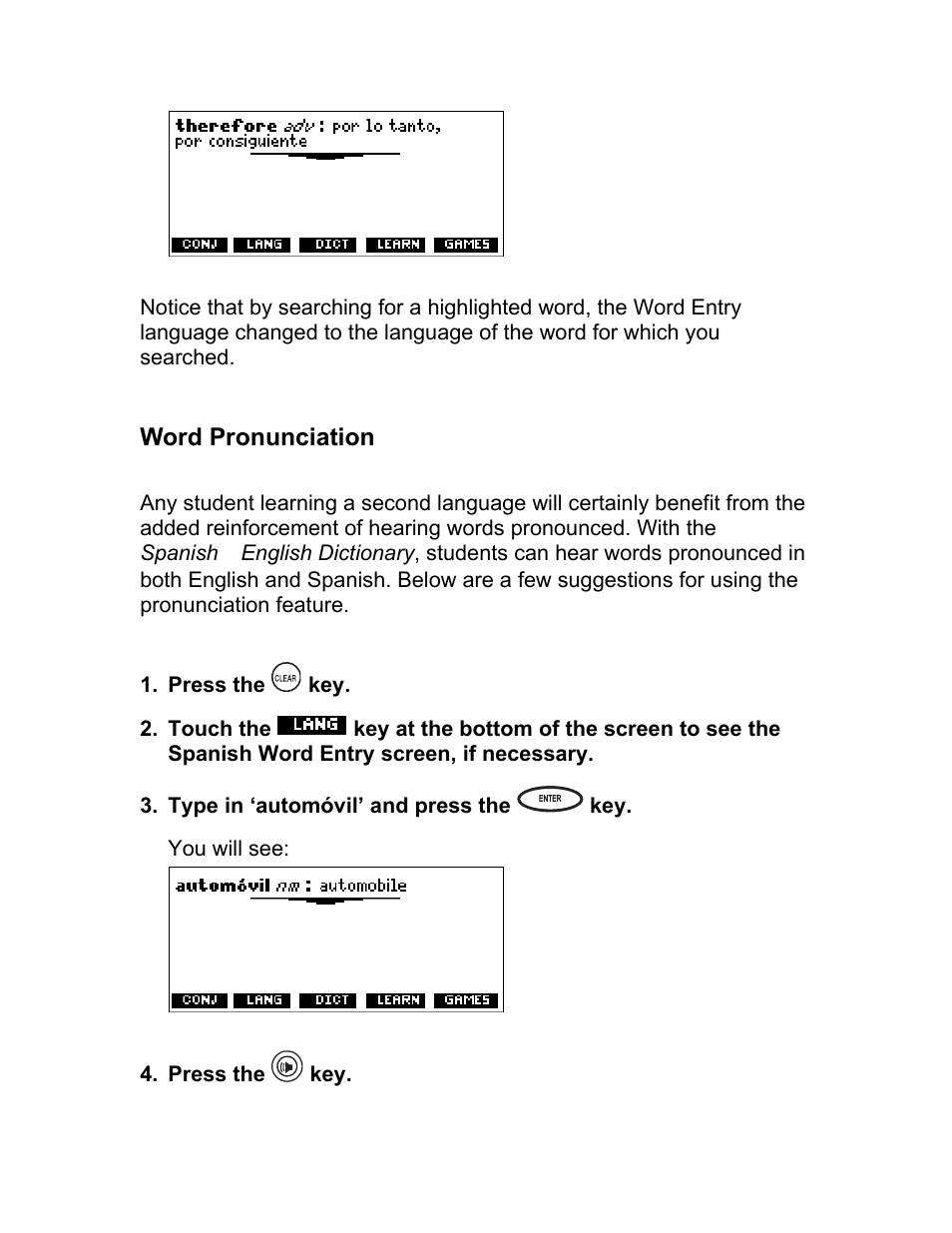 Word pronunciation | Franklin BES-1850 User Manual | Page 11 / 39