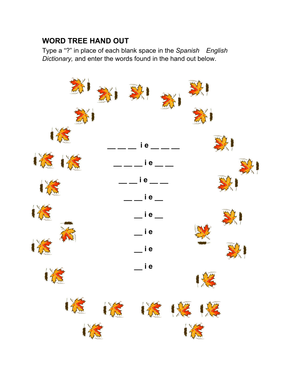 Word tree hand out | Franklin BES-1850 User Manual | Page 19 / 39