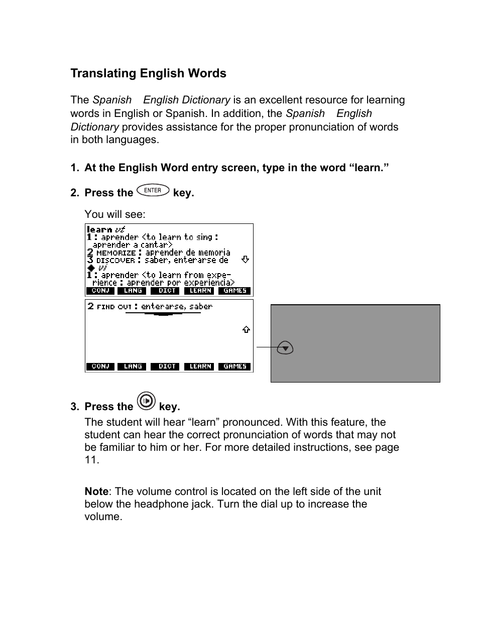 Translating english words | Franklin BES-1850 User Manual | Page 8 / 39