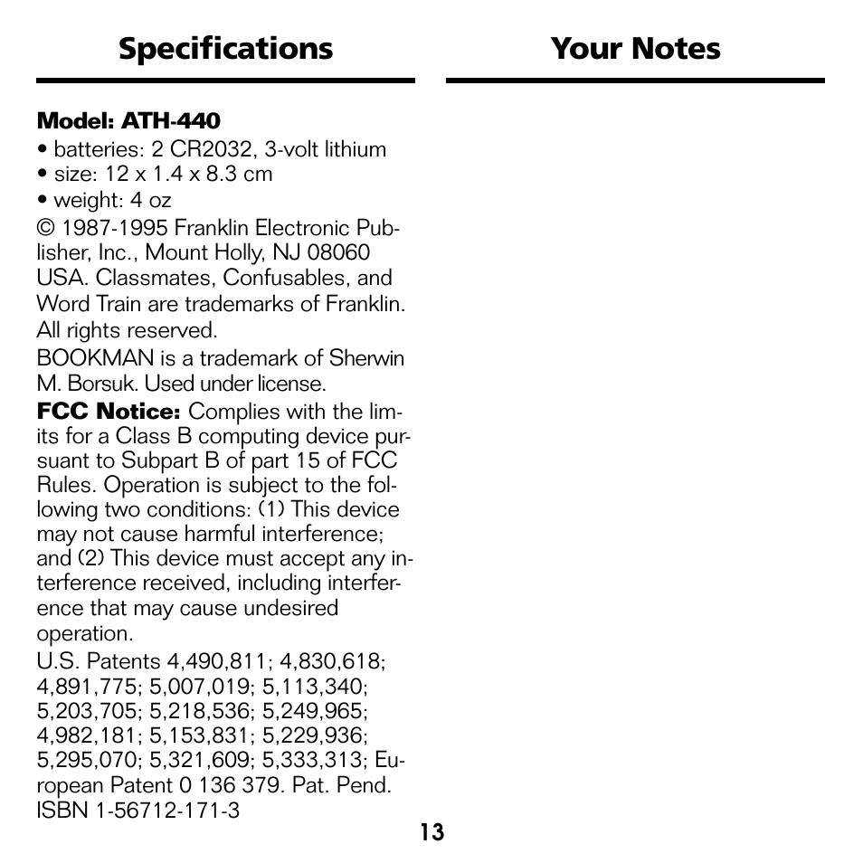 Franklin Advanced Thesaurus ATH-440 User Manual | Page 14 / 16