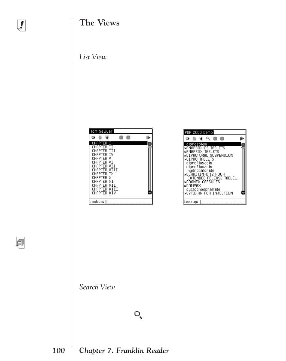 The views, List view, Search view | 100 chapter 7. franklin reader | Franklin EBM-901 User Manual | Page 100 / 243