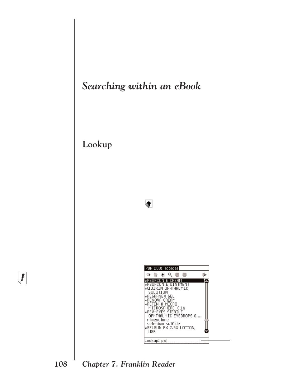 Searching within an ebook, Lookup | Franklin EBM-901 User Manual | Page 108 / 243