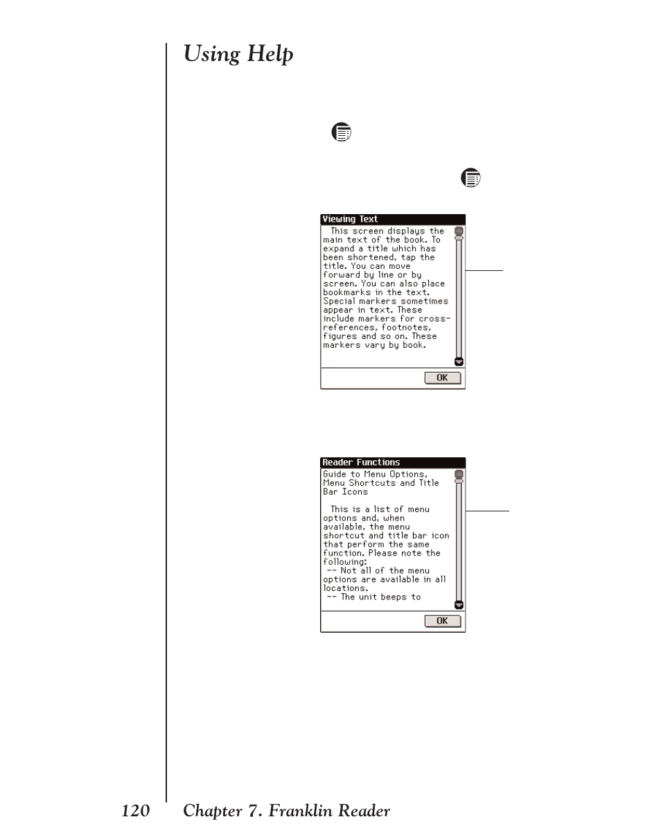 Using help | Franklin EBM-901 User Manual | Page 120 / 243