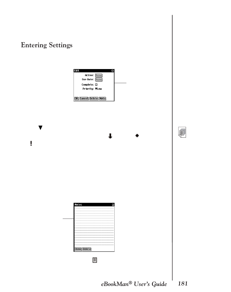 Entering settings, 181 ebookman, User’s guide | Franklin EBM-901 User Manual | Page 181 / 243