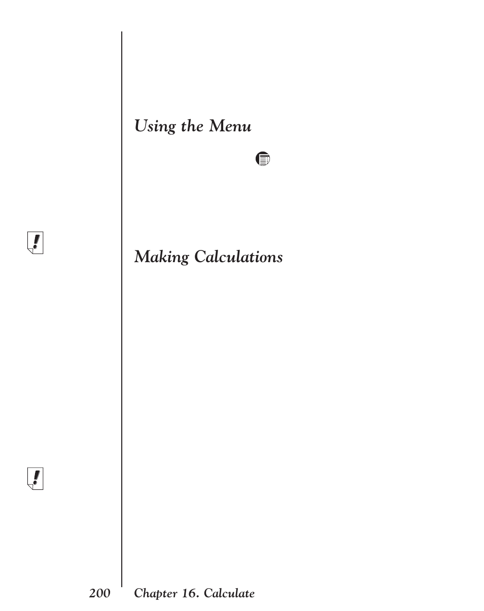Using the menu, Making calculations | Franklin EBM-901 User Manual | Page 200 / 243