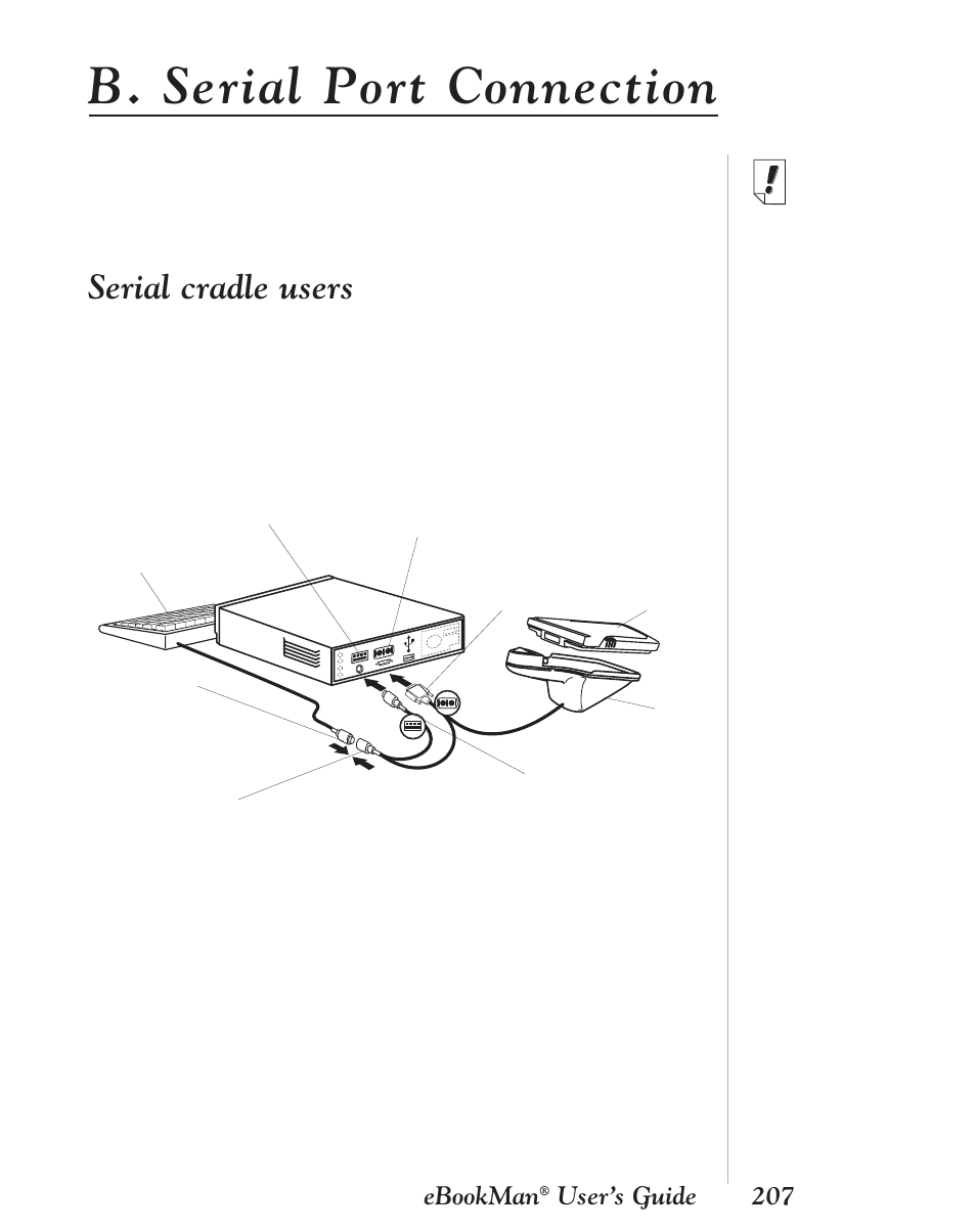 B. serial port connection, Serial cradle users | Franklin EBM-901 User Manual | Page 207 / 243