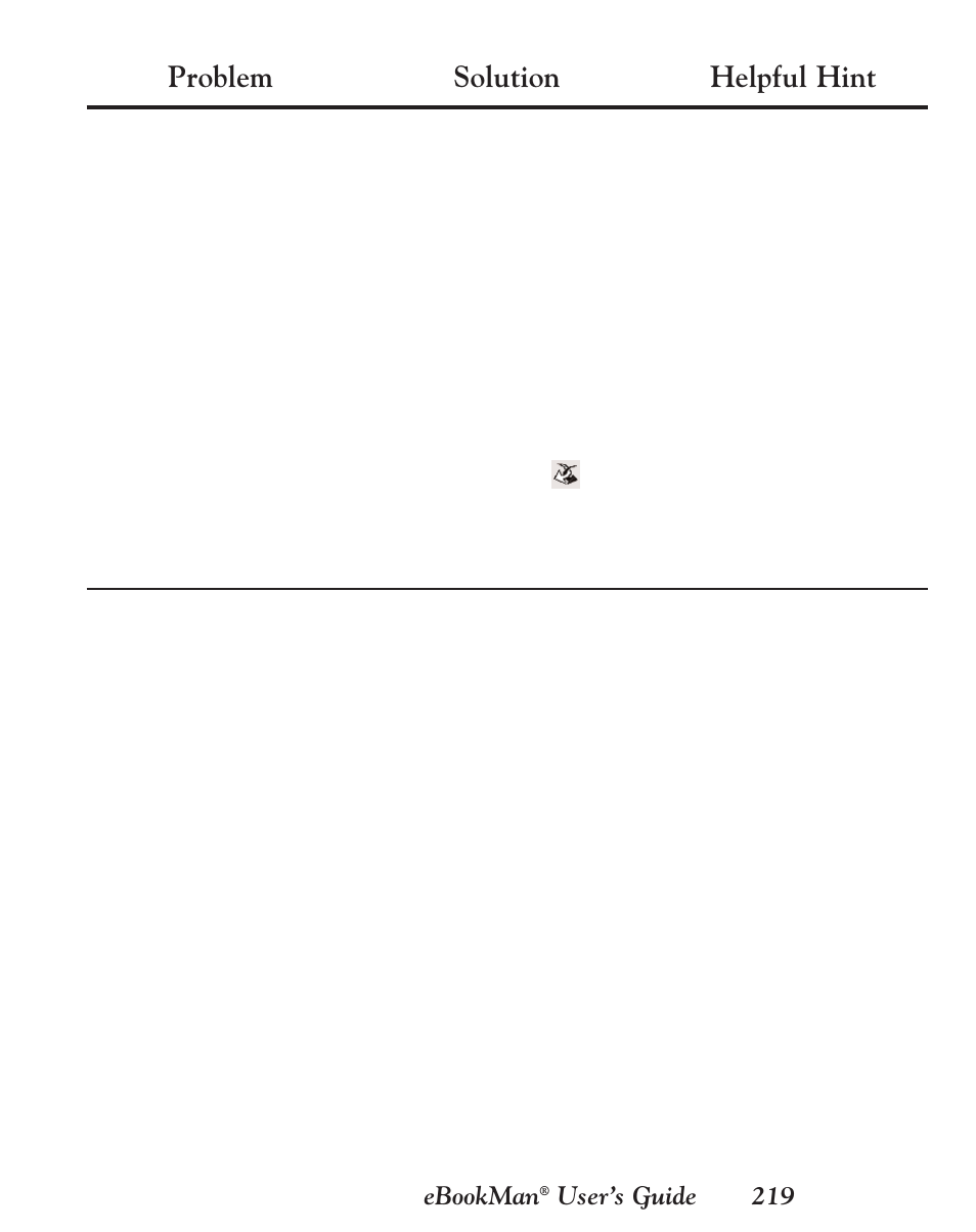 Problem solution helpful hint | Franklin EBM-901 User Manual | Page 219 / 243