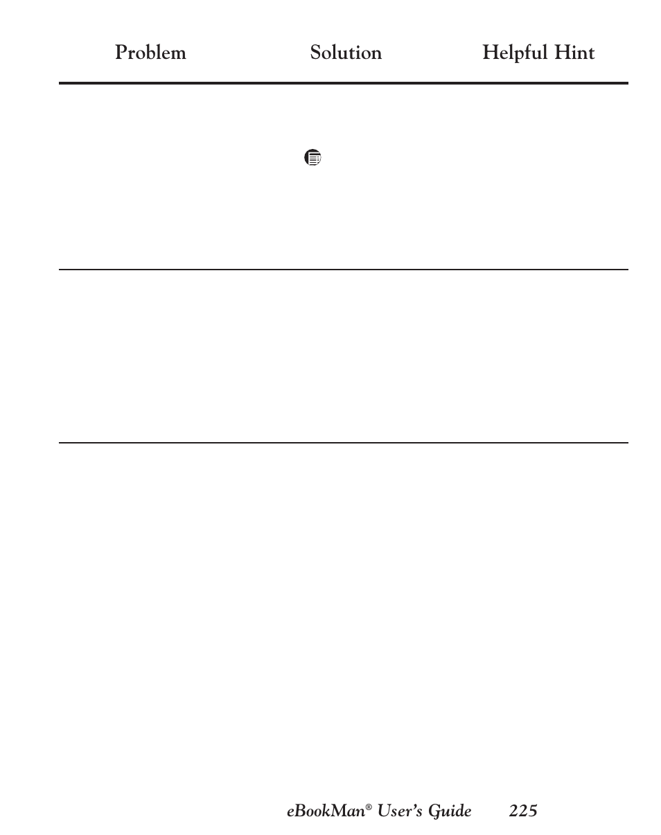 Solution helpful hint, Problem | Franklin EBM-901 User Manual | Page 225 / 243