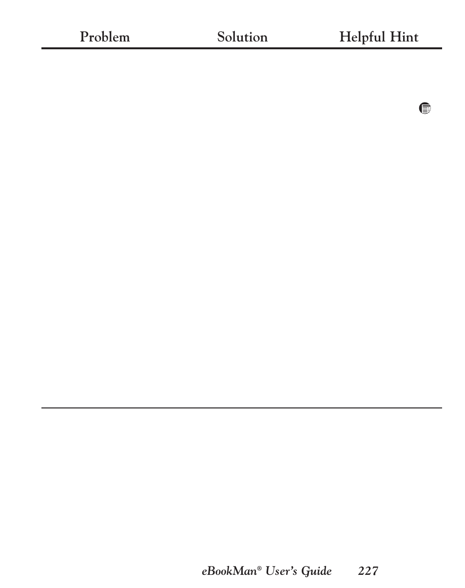 Problem solution helpful hint | Franklin EBM-901 User Manual | Page 227 / 243