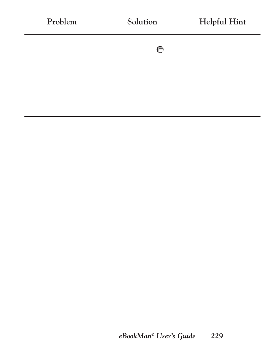 Solution helpful hint, Problem | Franklin EBM-901 User Manual | Page 229 / 243