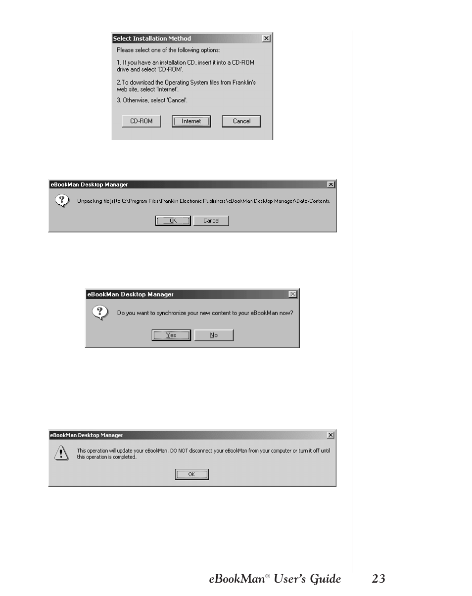 Ebookman, User’s guide 23 | Franklin EBM-901 User Manual | Page 23 / 243