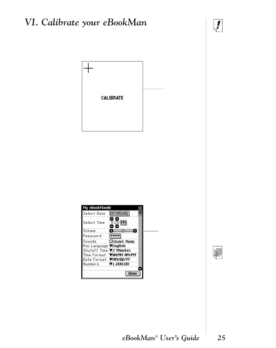 Vi. calibrate your ebookman, Ebookman, User’s guide 25 | Franklin EBM-901 User Manual | Page 25 / 243