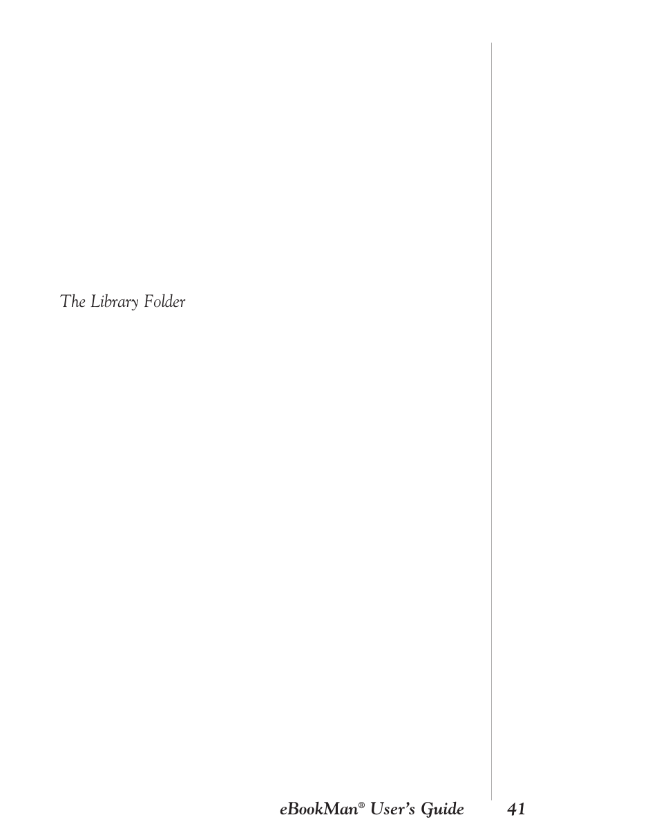 The library folder, 41 ebookman, User’s guide | Franklin EBM-901 User Manual | Page 41 / 243