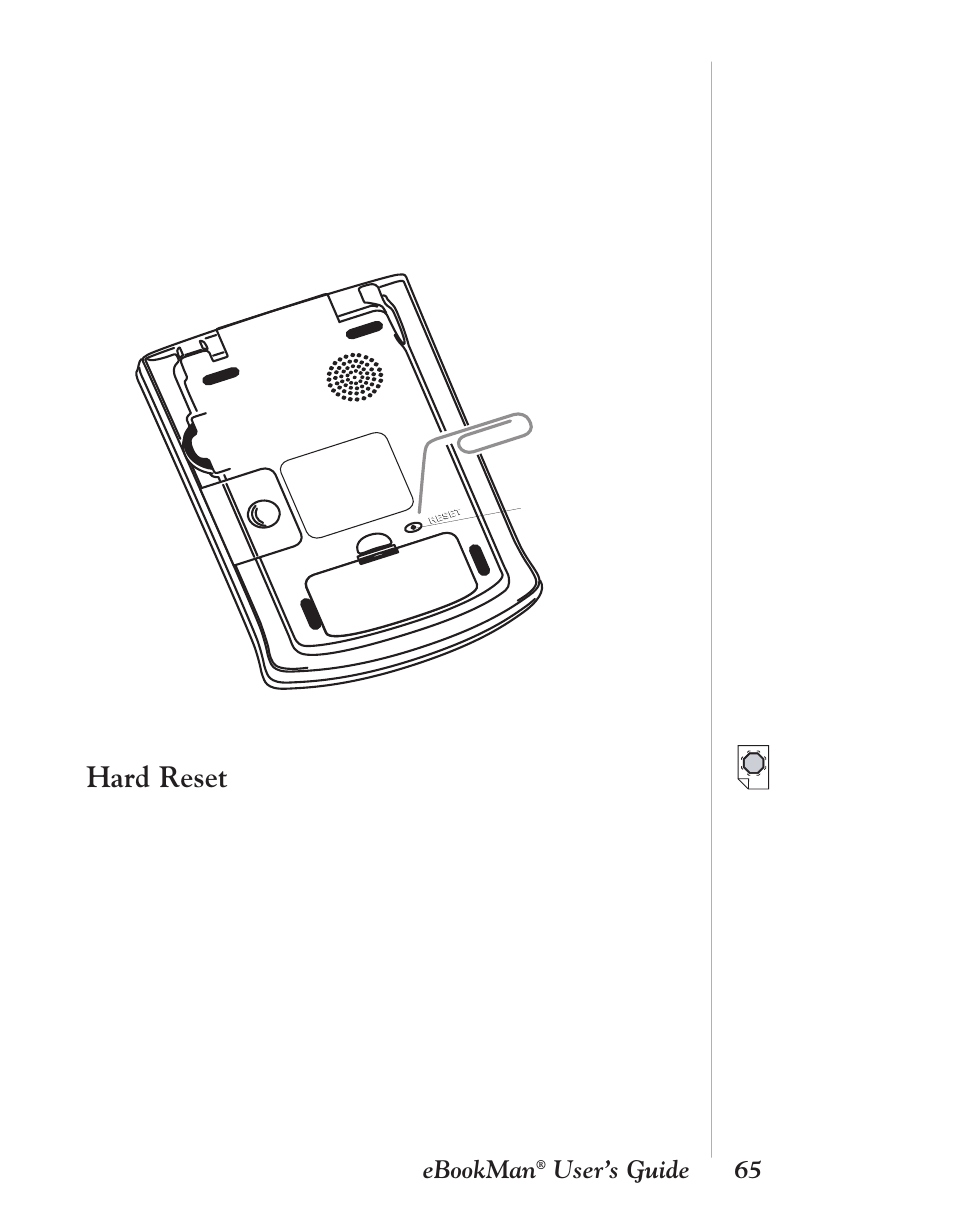 Hard reset, 65 ebookman, User’s guide | Franklin EBM-901 User Manual | Page 65 / 243