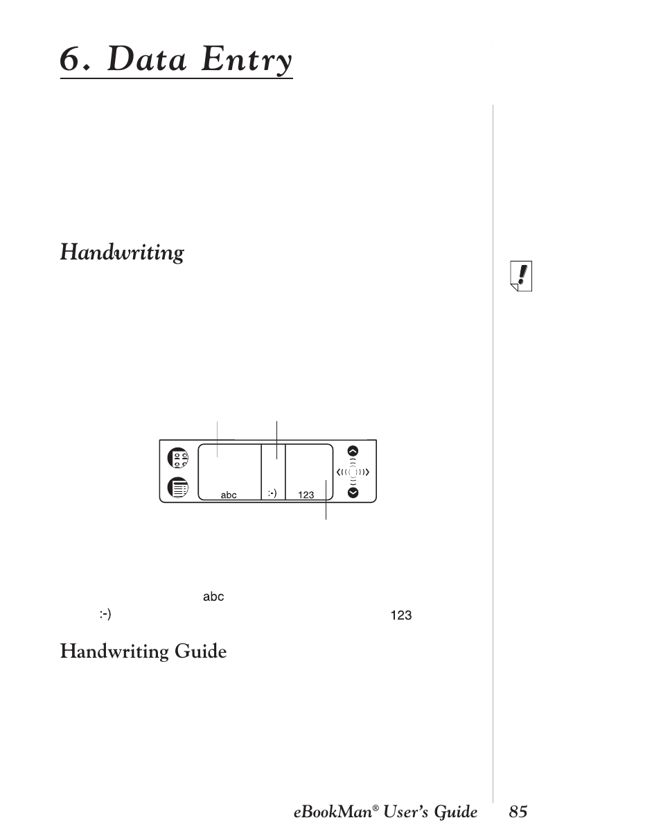 Data entry, Handwriting, Handwriting guide | Franklin EBM-901 User Manual | Page 85 / 243