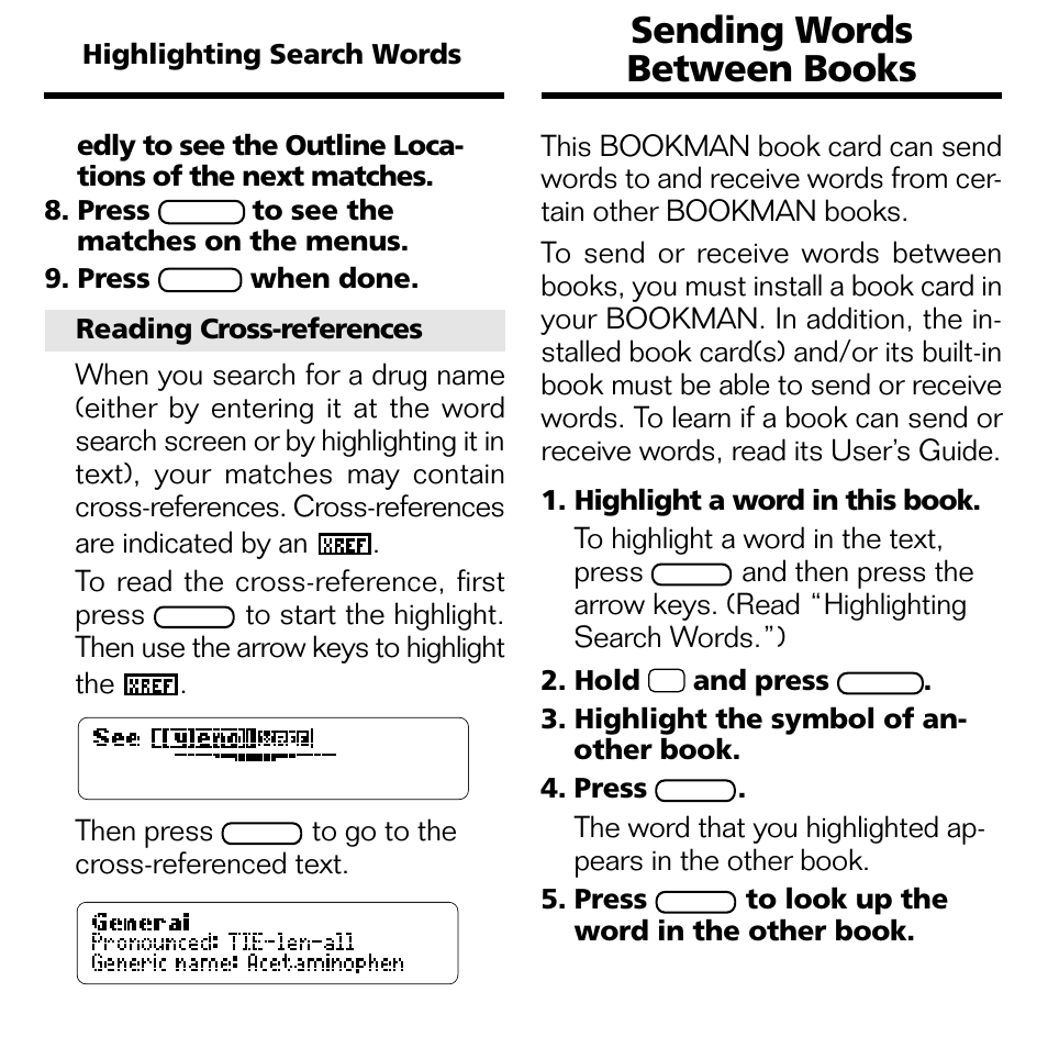 Sending words between books | Franklin BOOKMAN CDR-2041 User Manual | Page 15 / 20