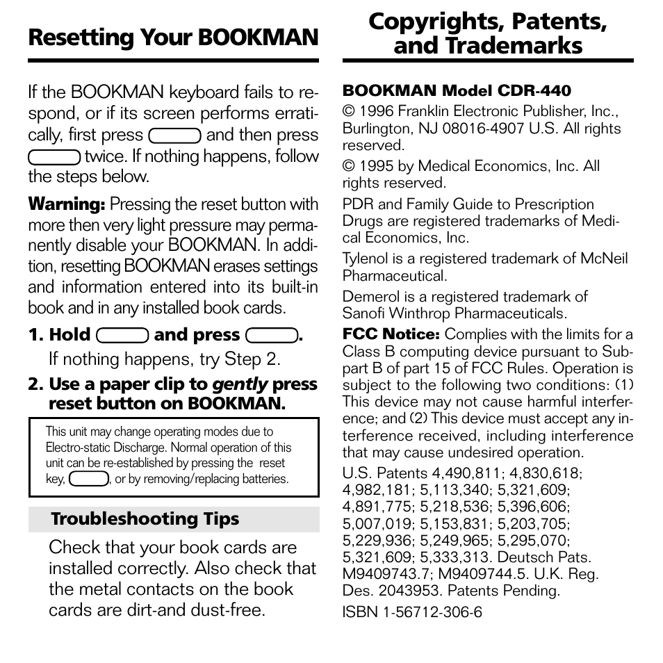 Franklin BOOKMAN CDR-2041 User Manual | Page 16 / 20