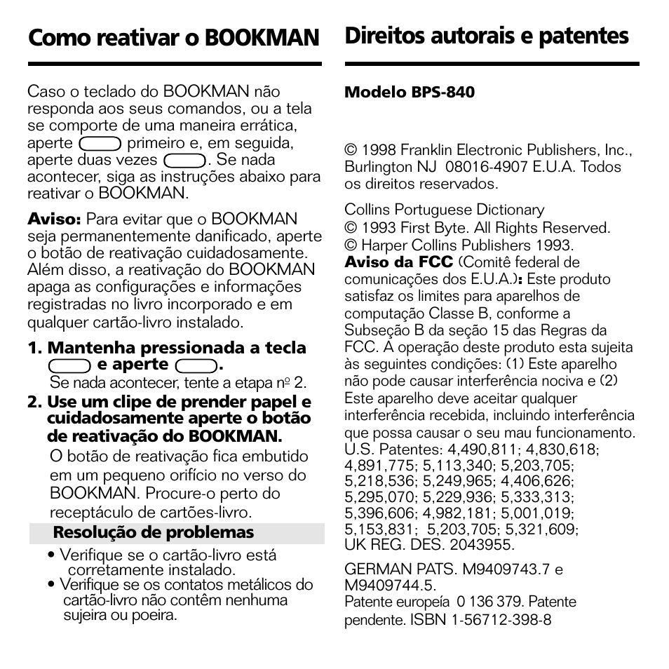 Franklin BPS-840 User Manual | Page 19 / 42