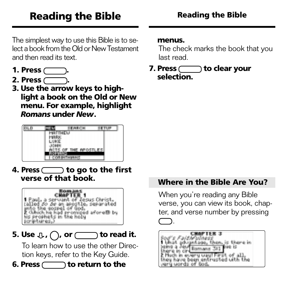 Reading the bible | Franklin KJB-770 User Manual | Page 9 / 21