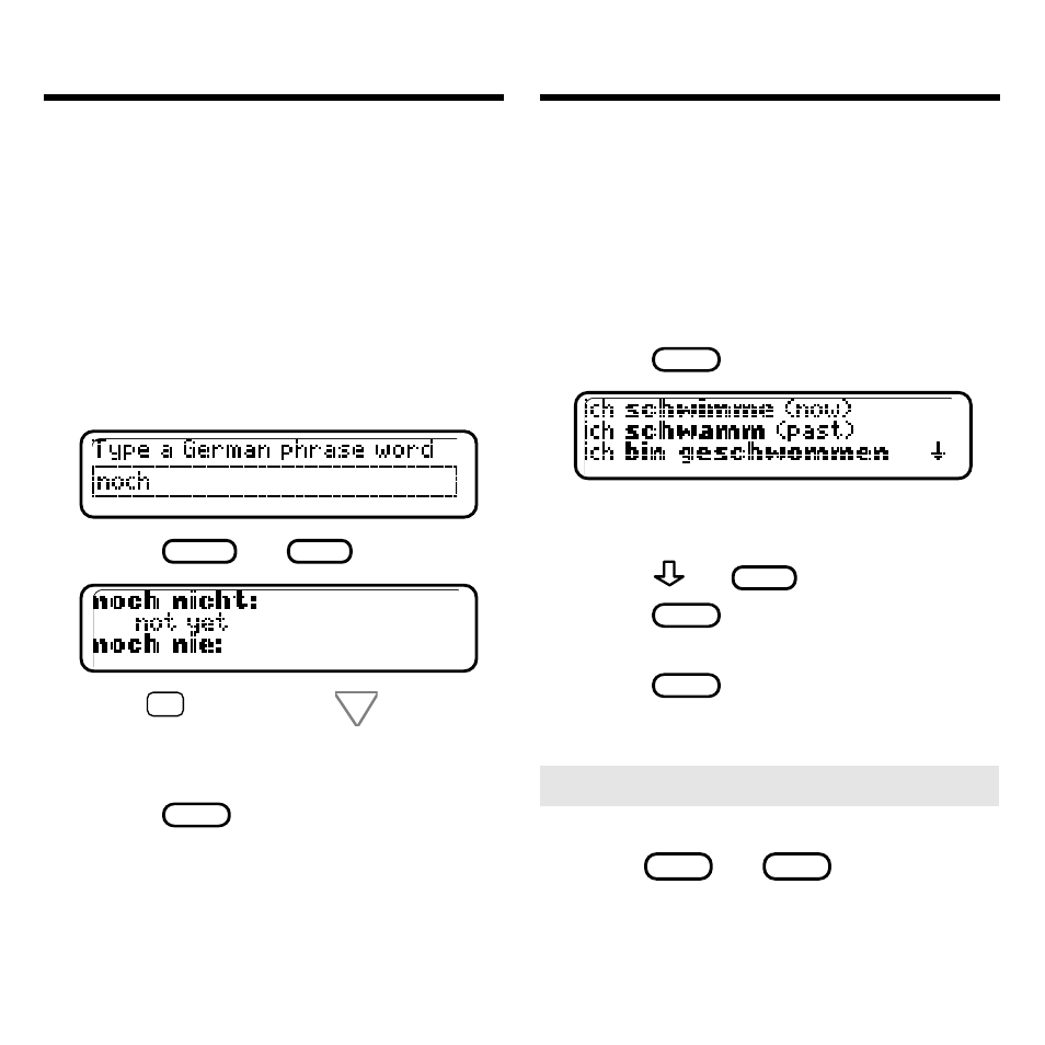 Finding phrases, Finding inflections, Finding phrases finding inflections | When viewing inflections, you can press | Franklin BOOKMAN DBD-2015 User Manual | Page 9 / 17